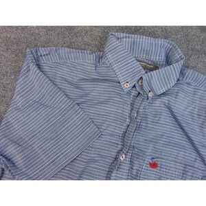 Southern Marsh Shirt Mens Med Gray White Stripe Button Down Collar